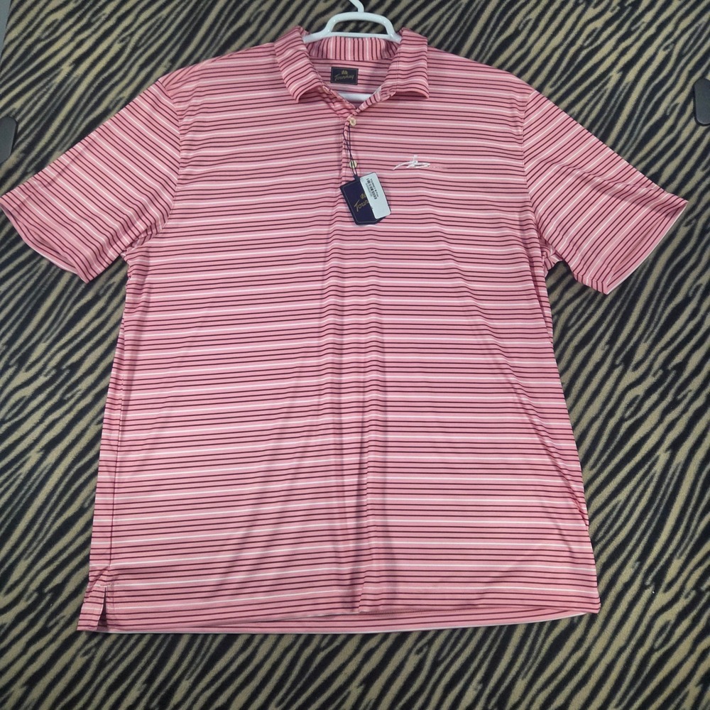 Tourney Mens Pink Striped Short Sleeve Golf Polo Shirt XXL NWT